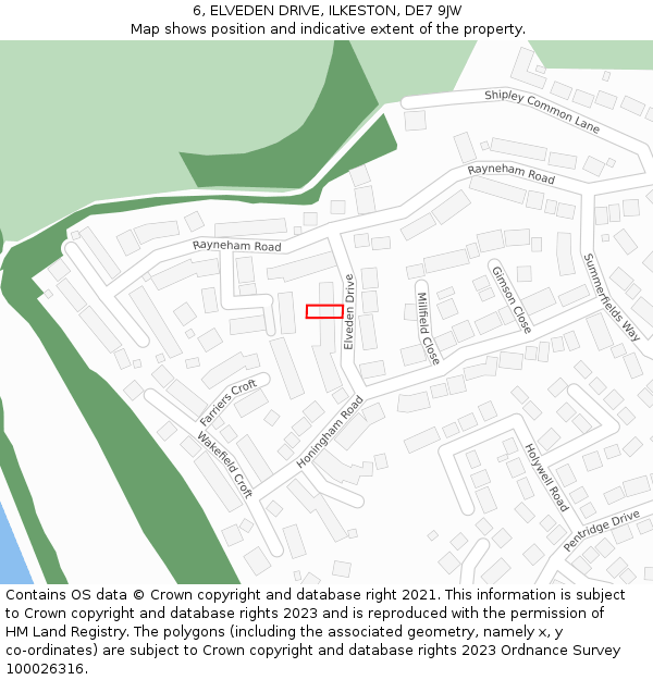 6, ELVEDEN DRIVE, ILKESTON, DE7 9JW: Location map and indicative extent of plot