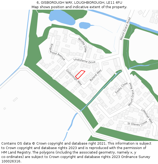 6, GISBOROUGH WAY, LOUGHBOROUGH, LE11 4FU: Location map and indicative extent of plot