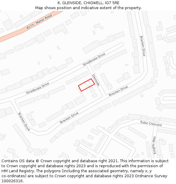 6, GLENSIDE, CHIGWELL, IG7 5RE: Location map and indicative extent of plot