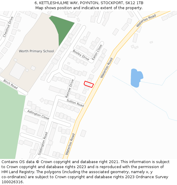 6, KETTLESHULME WAY, POYNTON, STOCKPORT, SK12 1TB: Location map and indicative extent of plot