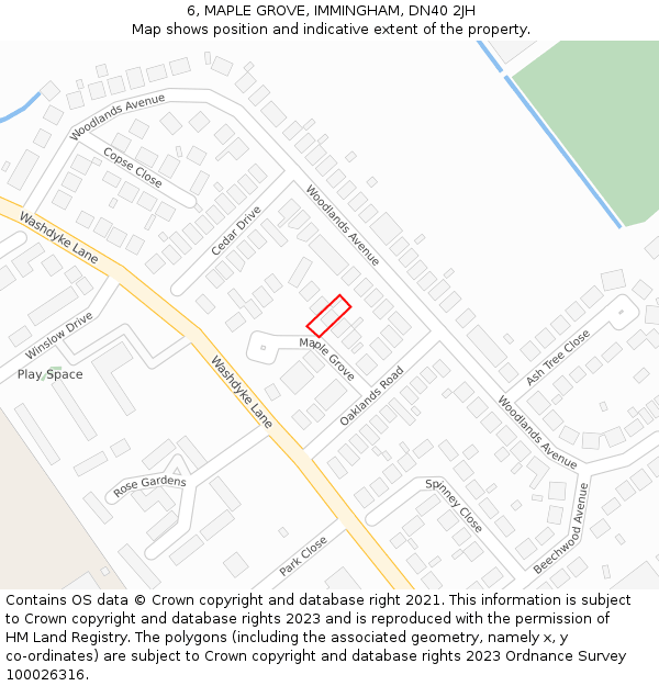 6, MAPLE GROVE, IMMINGHAM, DN40 2JH: Location map and indicative extent of plot