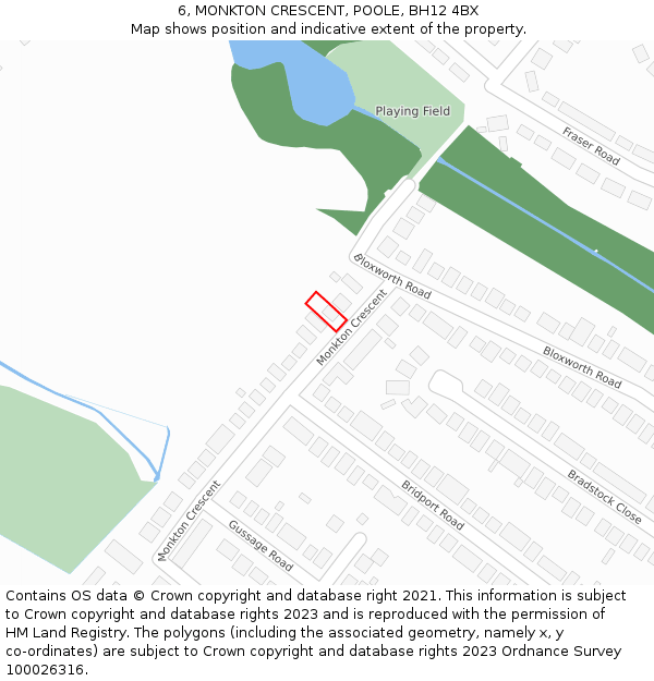 6, MONKTON CRESCENT, POOLE, BH12 4BX: Location map and indicative extent of plot