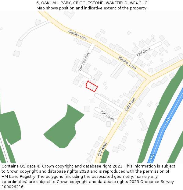 6, OAKHALL PARK, CRIGGLESTONE, WAKEFIELD, WF4 3HG: Location map and indicative extent of plot