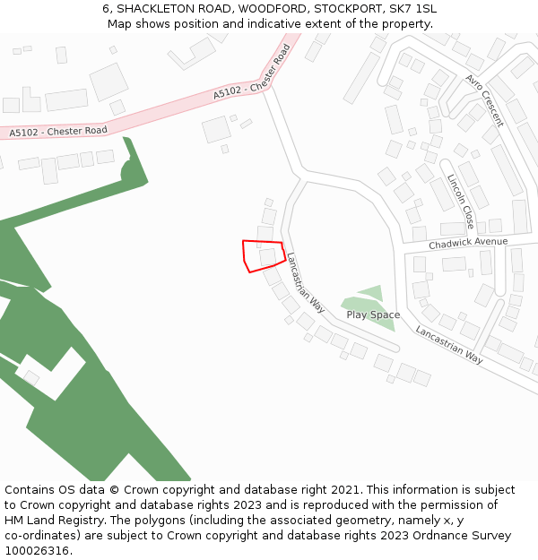 6, SHACKLETON ROAD, WOODFORD, STOCKPORT, SK7 1SL: Location map and indicative extent of plot