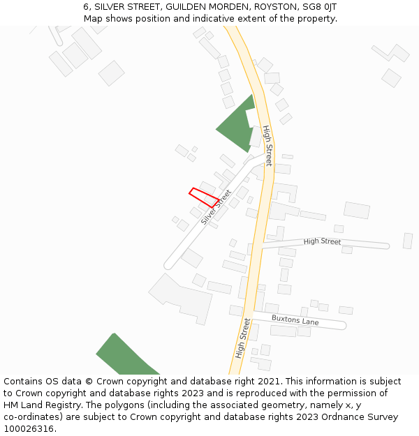 6, SILVER STREET, GUILDEN MORDEN, ROYSTON, SG8 0JT: Location map and indicative extent of plot