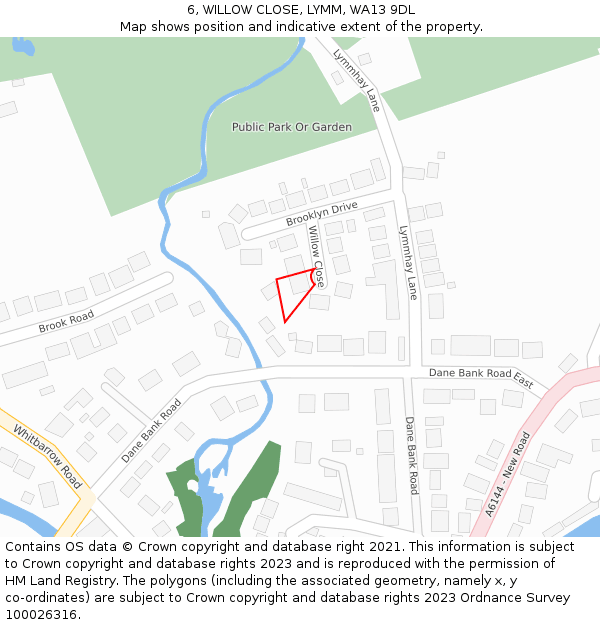 6, WILLOW CLOSE, LYMM, WA13 9DL: Location map and indicative extent of plot