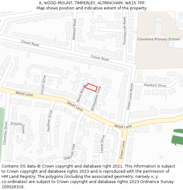 6, WOOD MOUNT, TIMPERLEY, ALTRINCHAM, WA15 7PP: Location map and indicative extent of plot