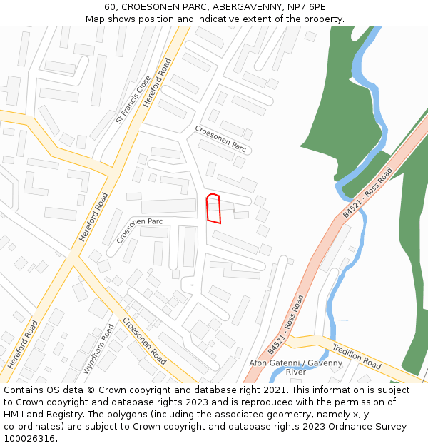 60, CROESONEN PARC, ABERGAVENNY, NP7 6PE: Location map and indicative extent of plot