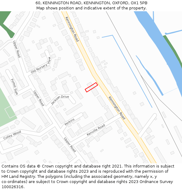 60, KENNINGTON ROAD, KENNINGTON, OXFORD, OX1 5PB: Location map and indicative extent of plot