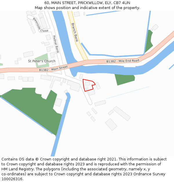 60, MAIN STREET, PRICKWILLOW, ELY, CB7 4UN: Location map and indicative extent of plot