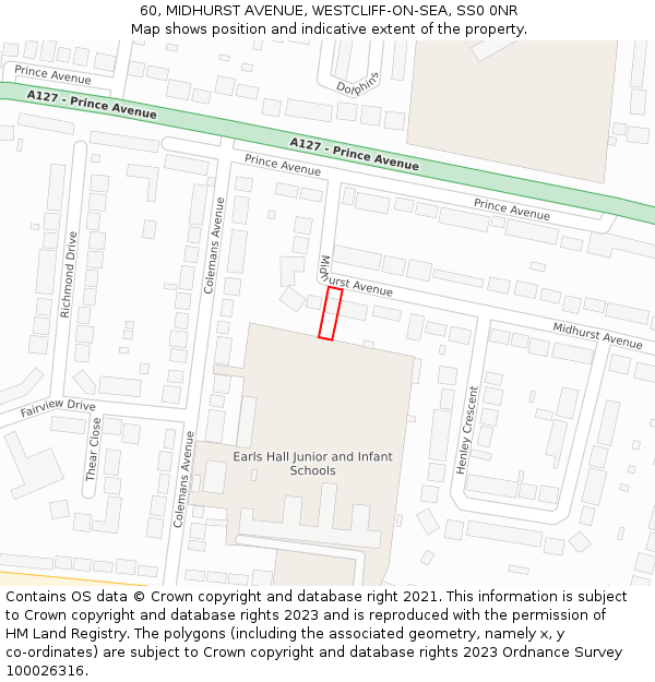 60, MIDHURST AVENUE, WESTCLIFF-ON-SEA, SS0 0NR: Location map and indicative extent of plot