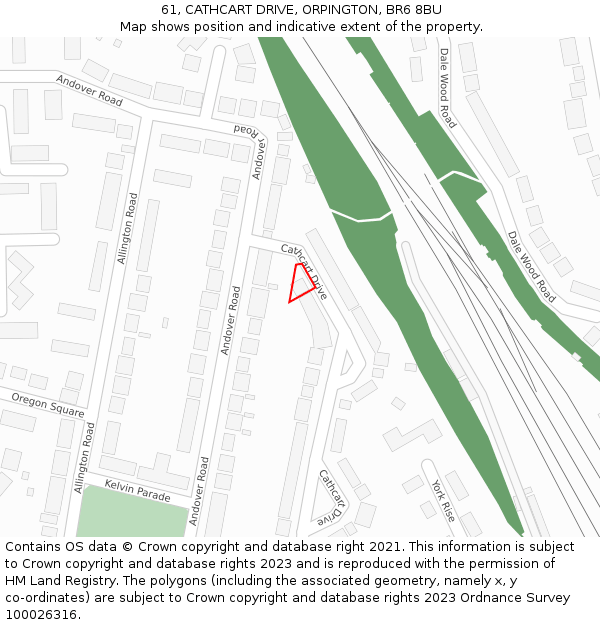 61, CATHCART DRIVE, ORPINGTON, BR6 8BU: Location map and indicative extent of plot