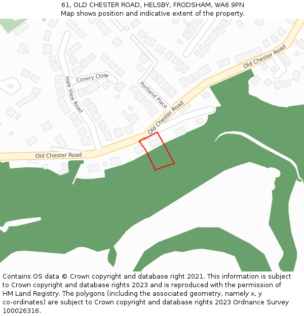 61, OLD CHESTER ROAD, HELSBY, FRODSHAM, WA6 9PN: Location map and indicative extent of plot