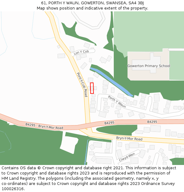 61, PORTH Y WAUN, GOWERTON, SWANSEA, SA4 3BJ: Location map and indicative extent of plot