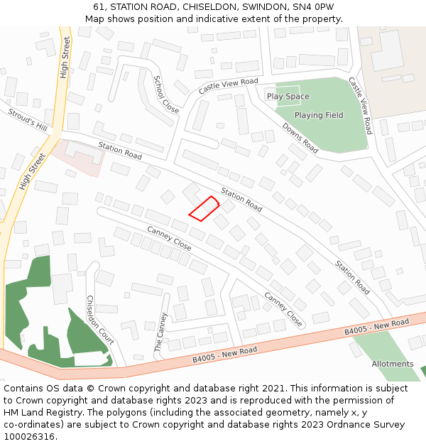 61, STATION ROAD, CHISELDON, SWINDON, SN4 0PW: Location map and indicative extent of plot