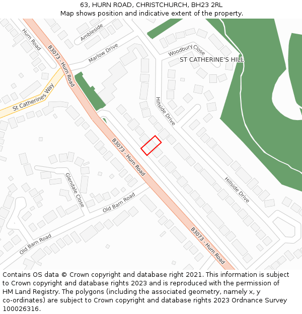 63, HURN ROAD, CHRISTCHURCH, BH23 2RL: Location map and indicative extent of plot