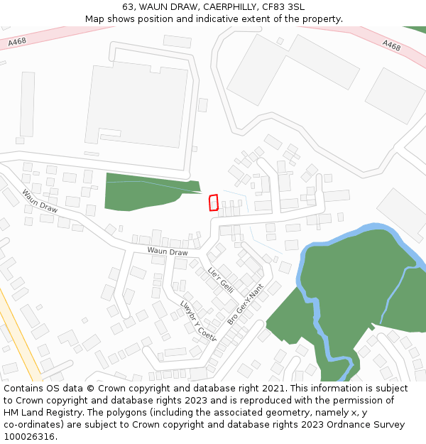 63, WAUN DRAW, CAERPHILLY, CF83 3SL: Location map and indicative extent of plot