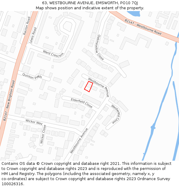 63, WESTBOURNE AVENUE, EMSWORTH, PO10 7QJ: Location map and indicative extent of plot