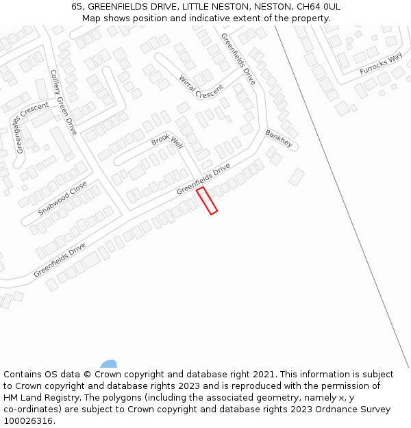 65, GREENFIELDS DRIVE, LITTLE NESTON, NESTON, CH64 0UL: Location map and indicative extent of plot