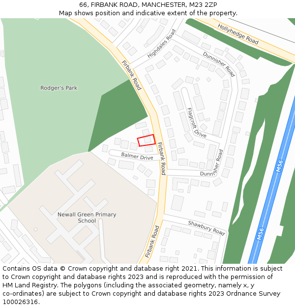 66, FIRBANK ROAD, MANCHESTER, M23 2ZP: Location map and indicative extent of plot