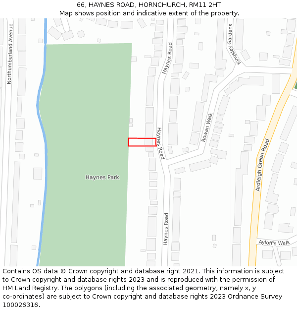 66, HAYNES ROAD, HORNCHURCH, RM11 2HT: Location map and indicative extent of plot