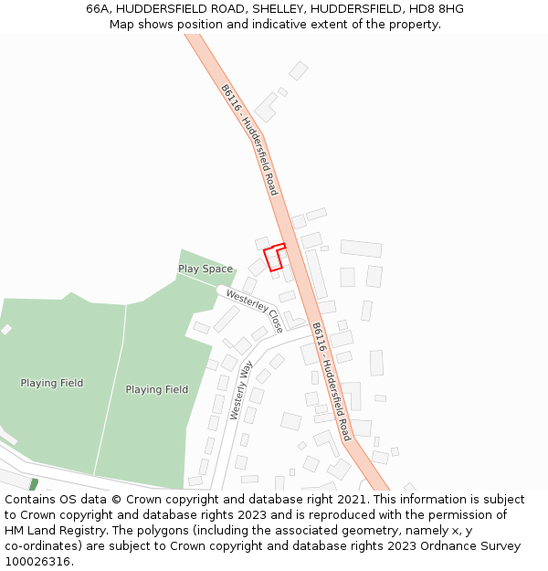 66A, HUDDERSFIELD ROAD, SHELLEY, HUDDERSFIELD, HD8 8HG: Location map and indicative extent of plot