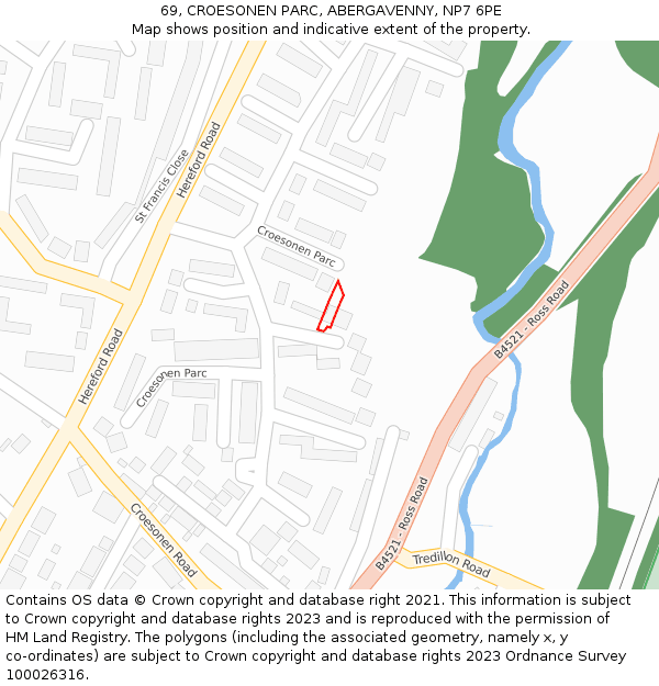 69, CROESONEN PARC, ABERGAVENNY, NP7 6PE: Location map and indicative extent of plot