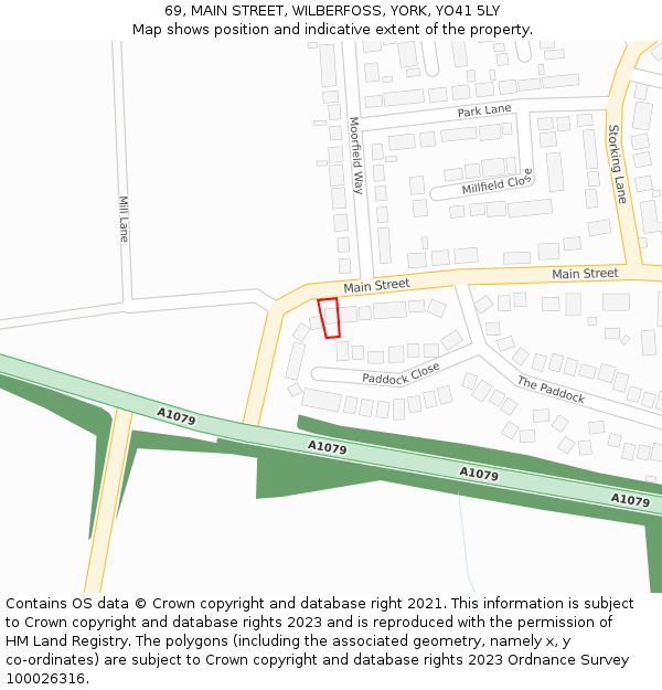 69, MAIN STREET, WILBERFOSS, YORK, YO41 5LY: Location map and indicative extent of plot