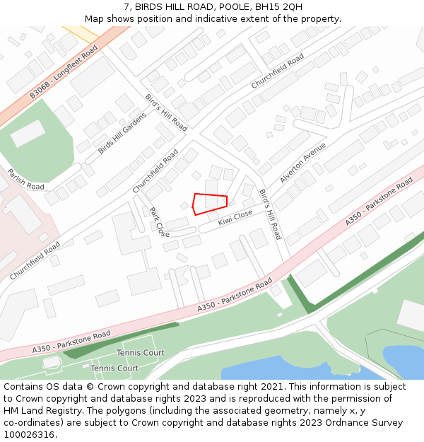 7, BIRDS HILL ROAD, POOLE, BH15 2QH: Location map and indicative extent of plot