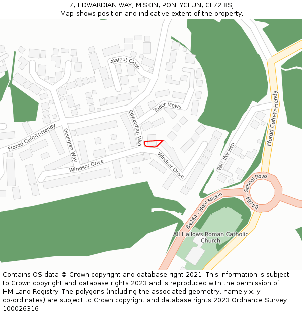 7, EDWARDIAN WAY, MISKIN, PONTYCLUN, CF72 8SJ: Location map and indicative extent of plot