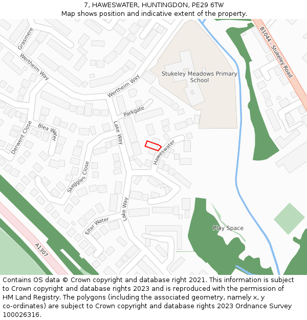 7, HAWESWATER, HUNTINGDON, PE29 6TW: Location map and indicative extent of plot