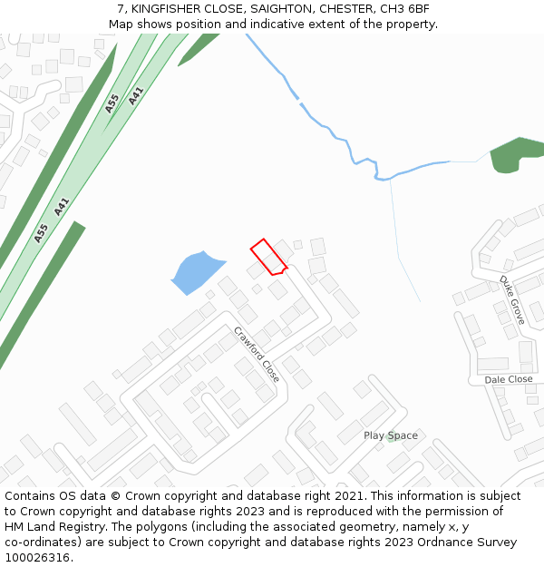 7, KINGFISHER CLOSE, SAIGHTON, CHESTER, CH3 6BF: Location map and indicative extent of plot