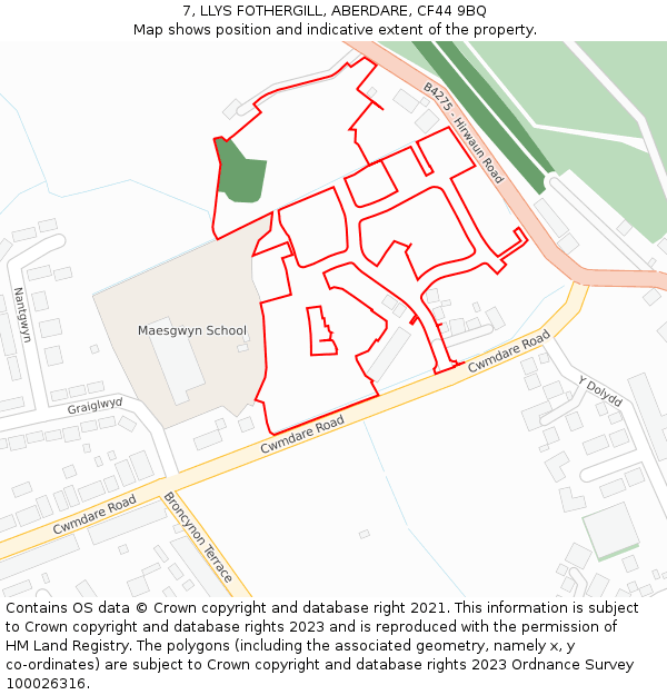 7, LLYS FOTHERGILL, ABERDARE, CF44 9BQ: Location map and indicative extent of plot