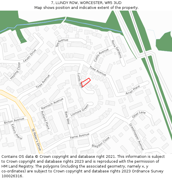 7, LUNDY ROW, WORCESTER, WR5 3UD: Location map and indicative extent of plot