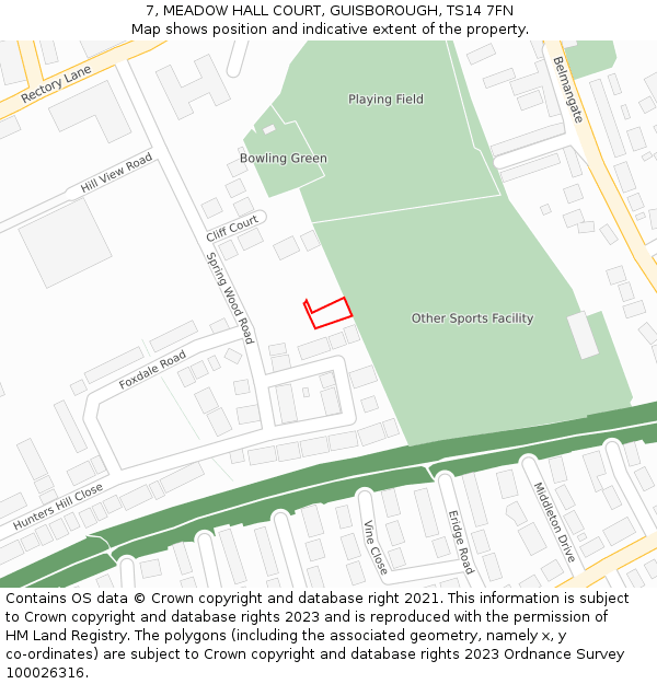 7, MEADOW HALL COURT, GUISBOROUGH, TS14 7FN: Location map and indicative extent of plot