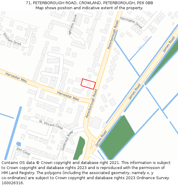 71, PETERBOROUGH ROAD, CROWLAND, PETERBOROUGH, PE6 0BB: Location map and indicative extent of plot