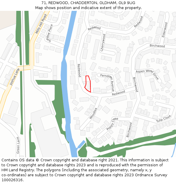 71, REDWOOD, CHADDERTON, OLDHAM, OL9 9UG: Location map and indicative extent of plot