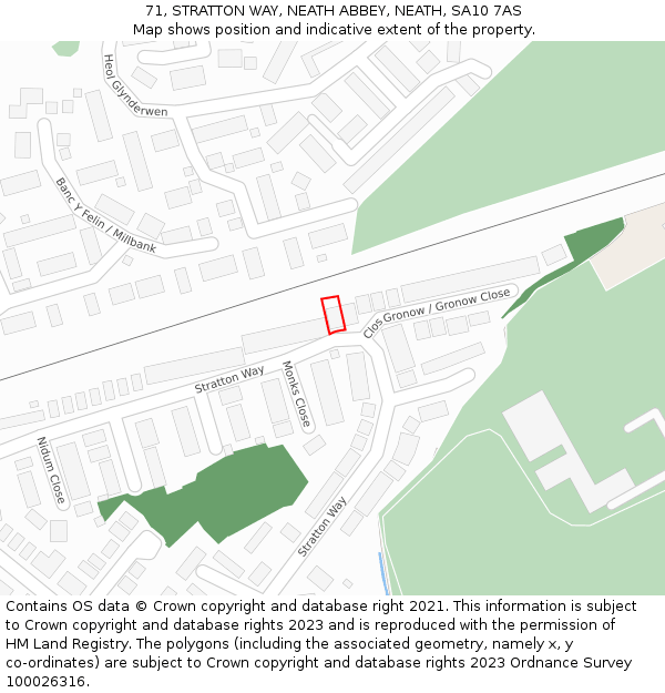 71, STRATTON WAY, NEATH ABBEY, NEATH, SA10 7AS: Location map and indicative extent of plot