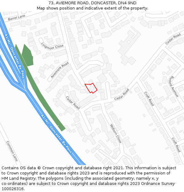 73, AVIEMORE ROAD, DONCASTER, DN4 9ND: Location map and indicative extent of plot