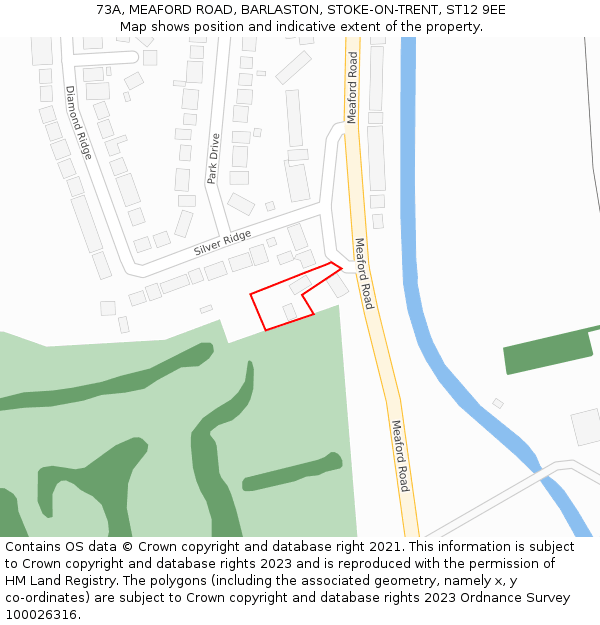 73A, MEAFORD ROAD, BARLASTON, STOKE-ON-TRENT, ST12 9EE: Location map and indicative extent of plot