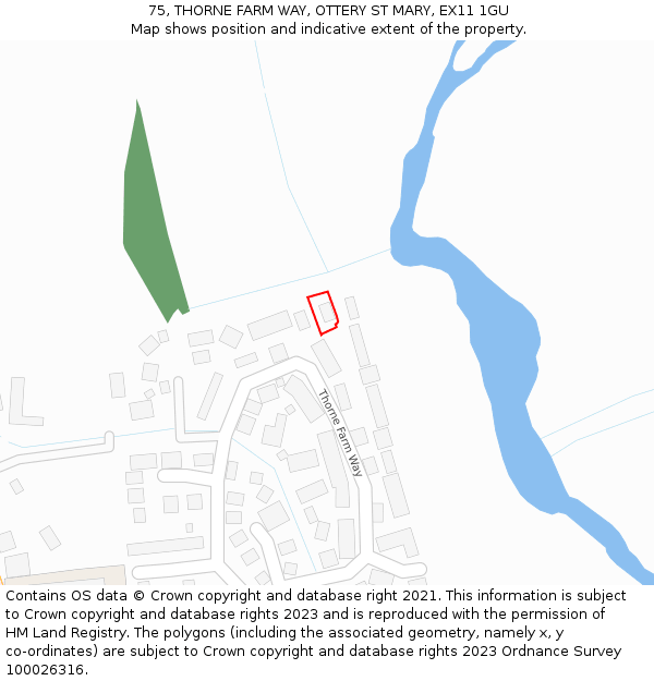 75, THORNE FARM WAY, OTTERY ST MARY, EX11 1GU: Location map and indicative extent of plot