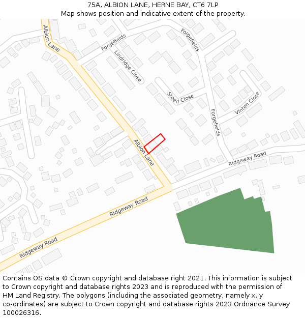 75A, ALBION LANE, HERNE BAY, CT6 7LP: Location map and indicative extent of plot