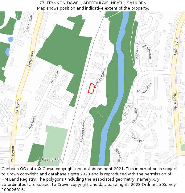 77, FFYNNON DAWEL, ABERDULAIS, NEATH, SA10 8EN: Location map and indicative extent of plot