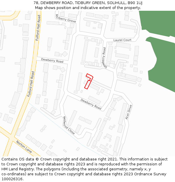 78, DEWBERRY ROAD, TIDBURY GREEN, SOLIHULL, B90 1UJ: Location map and indicative extent of plot