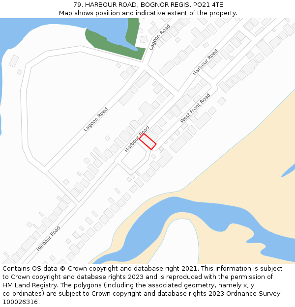 79, HARBOUR ROAD, BOGNOR REGIS, PO21 4TE: Location map and indicative extent of plot