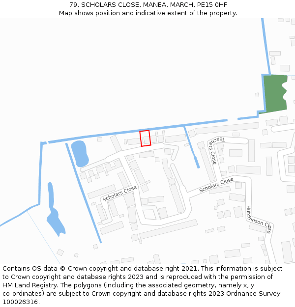 79, SCHOLARS CLOSE, MANEA, MARCH, PE15 0HF: Location map and indicative extent of plot