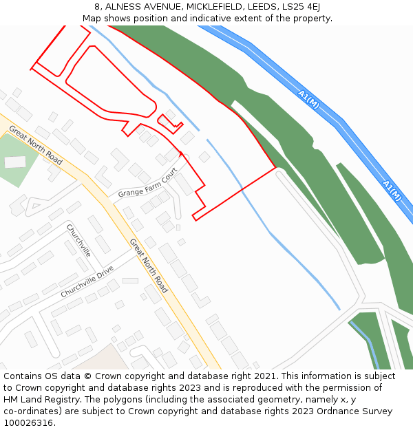 8, ALNESS AVENUE, MICKLEFIELD, LEEDS, LS25 4EJ: Location map and indicative extent of plot