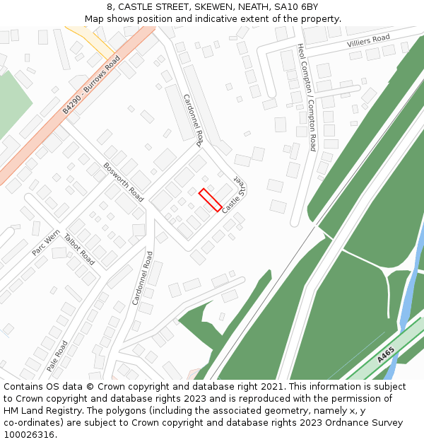 8, CASTLE STREET, SKEWEN, NEATH, SA10 6BY: Location map and indicative extent of plot