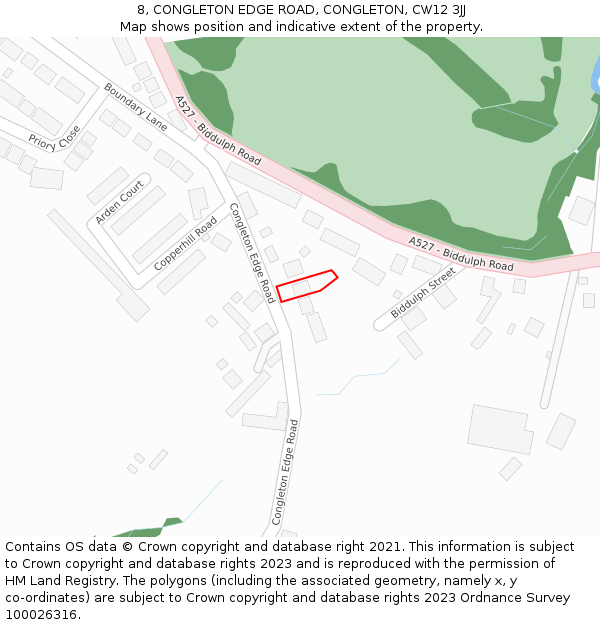 8, CONGLETON EDGE ROAD, CONGLETON, CW12 3JJ: Location map and indicative extent of plot