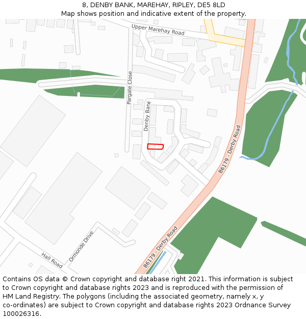 8, DENBY BANK, MAREHAY, RIPLEY, DE5 8LD: Location map and indicative extent of plot